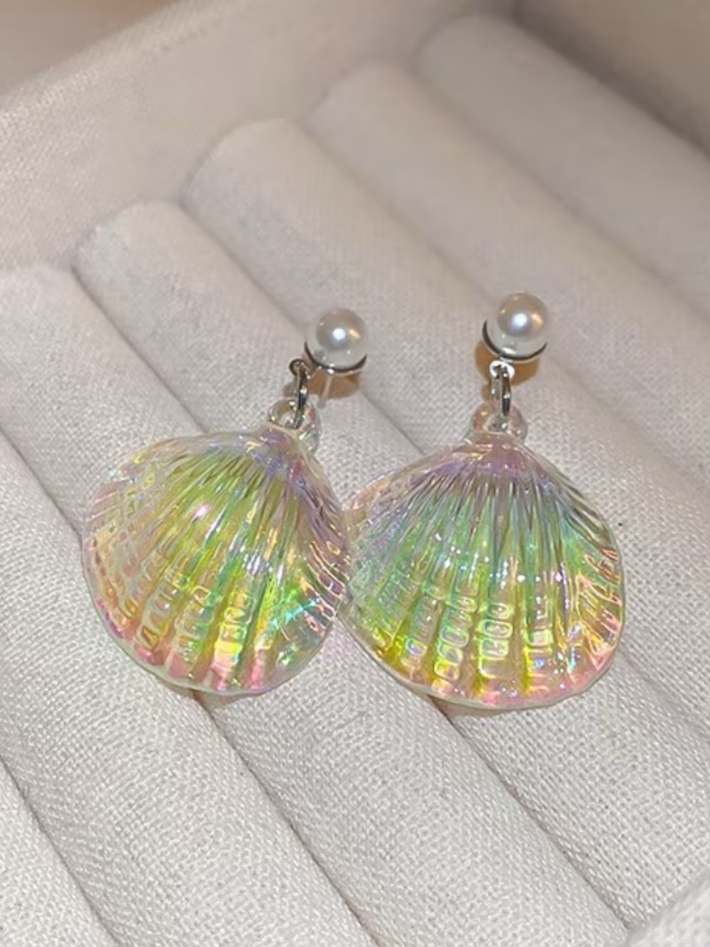 Colorful Shell Drop Earrings - Women Jewelry Iridescent Pearl